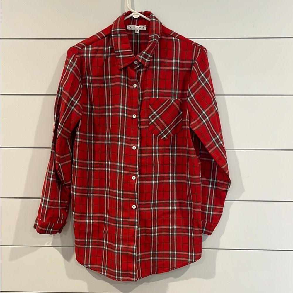 HYFVE Red and Gray Plaid Shirt